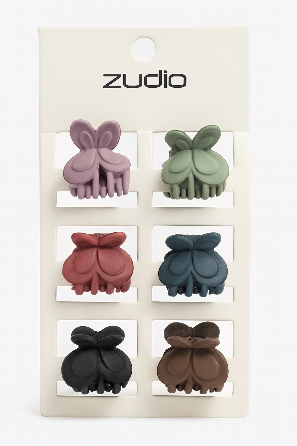 Set of 6 matte butterfly mini clips by Zudio. Strong grip, soft colors, and perfect for daily hairstyles.