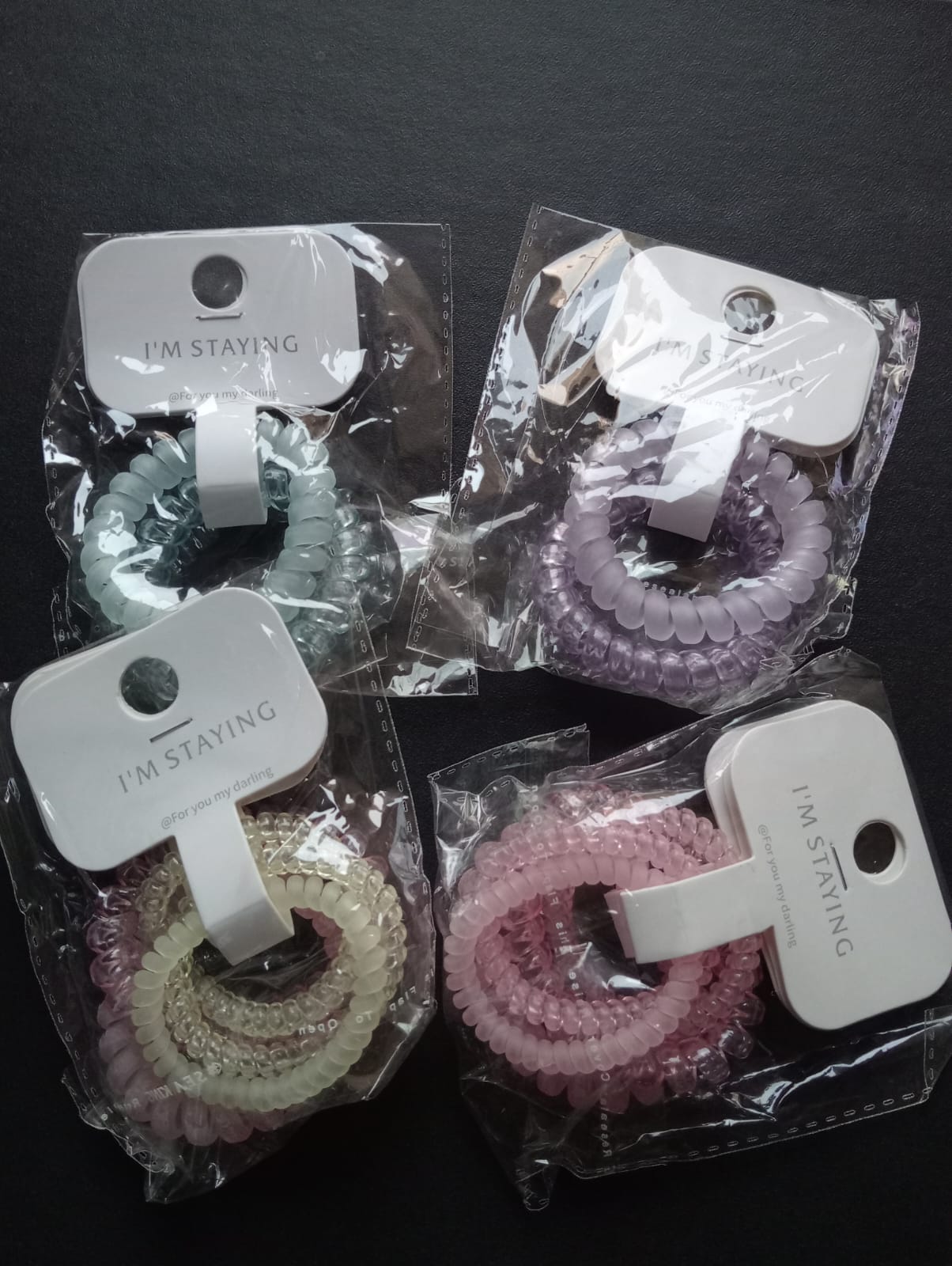 Matte Spiral Hair Ties – Pack of 3 (Soft Pastel Colors)