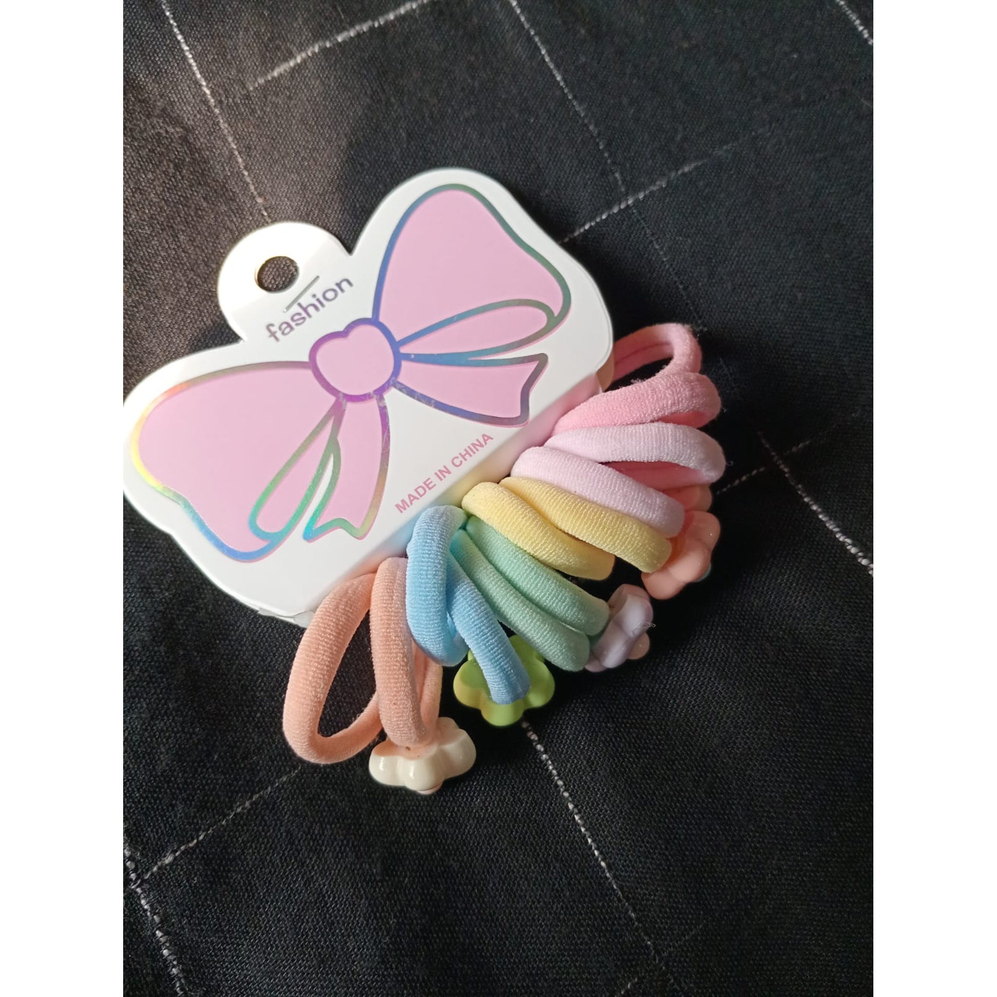 Pastel Soft Hair Ties – Pack of 10 (With Cute Flower Beads)